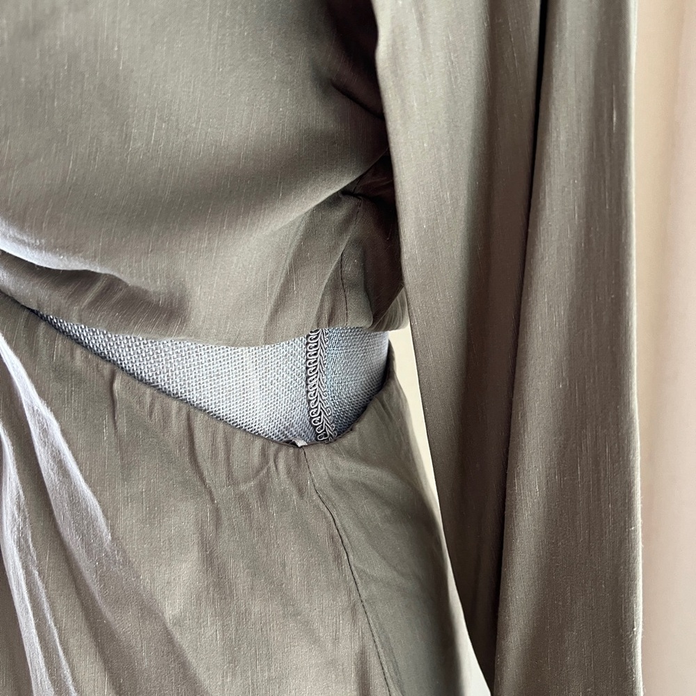 ZARA Khaki Green Mini Long Sleeve Dress with side cutouts - Picture 2 of 4
